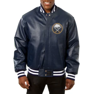 Buffalo Sabres Navy Leather Varsity Jacket