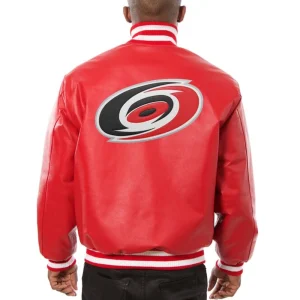 Alternative view of Carolina Hurricanes Red Leather Varsity Jacket
