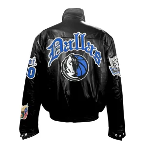 Dallas Mavericks Old English Puffer Leather Jacket