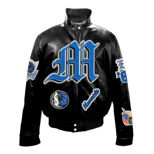 Dallas Mavericks Old English Puffer Leather Jacket