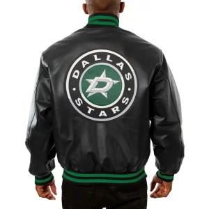Alternative view of Dallas Stars Black Leather Varsity Jacket