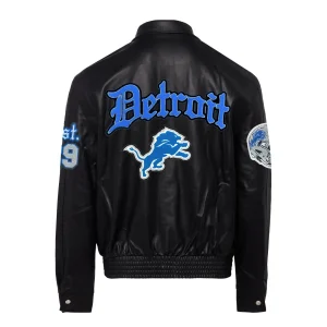 Jeff Helmintan Detroit Lions Old English Leather Jacket