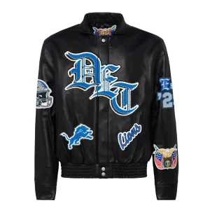 Jeff Helmintan Detroit Lions Old English Leather Jacket