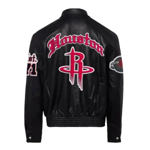 Houston Rockets Old English Leather Jacket