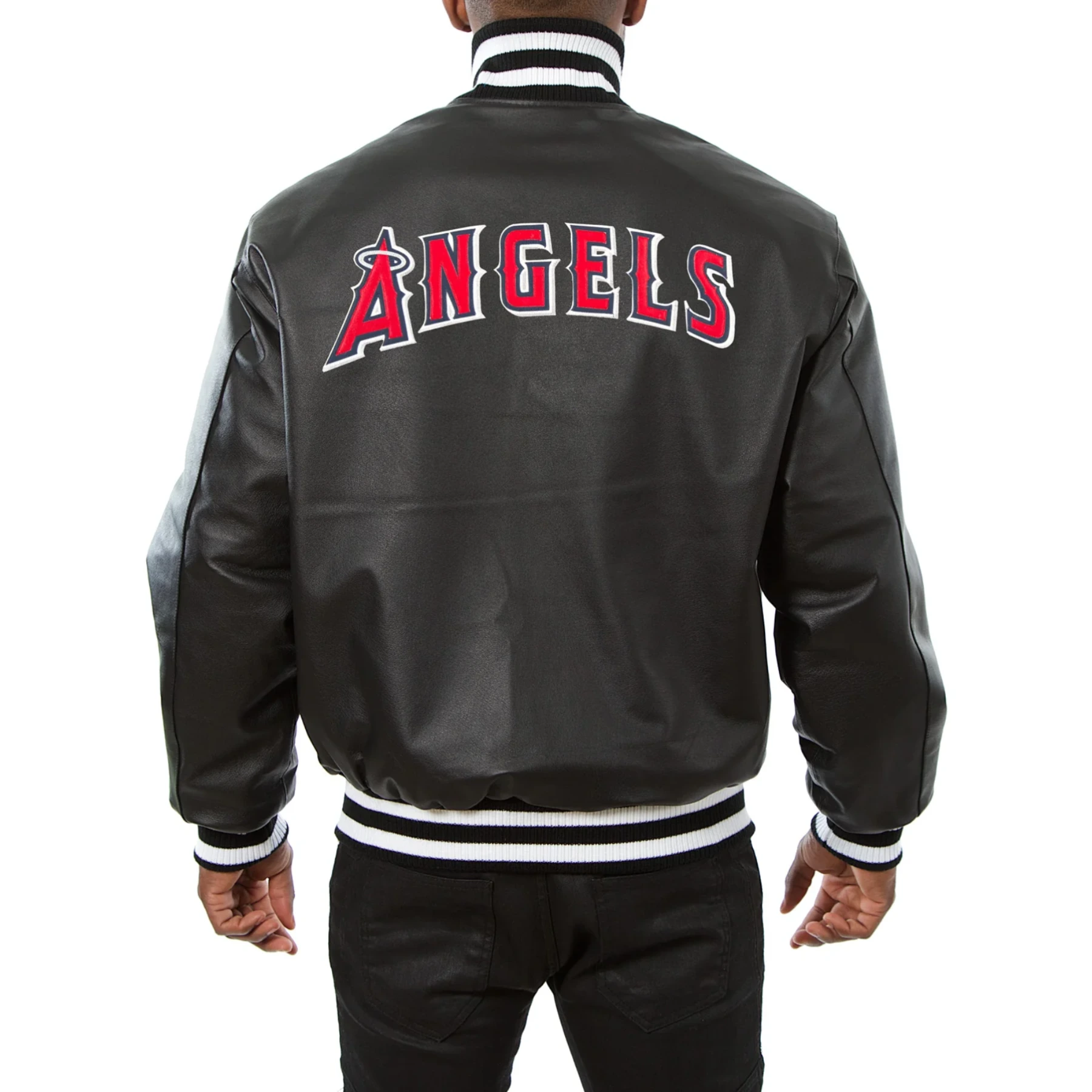 Los Angeles Angels Black Leather Varsity Jacket - Image 2