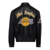 Jeff Helmintan Los Angeles Lakers Old English Leather Jacket