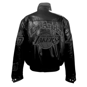 LA Lakers Old English Puffer Leather Jacket