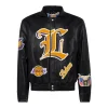 Jeff Helmintan Los Angeles Lakers Old English Leather Jacket