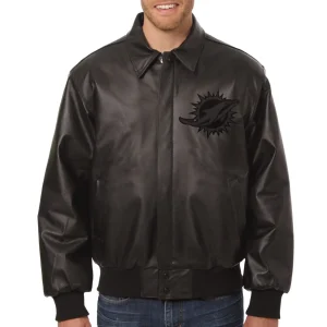 Miami Dolphins Tonal Leather Jacket