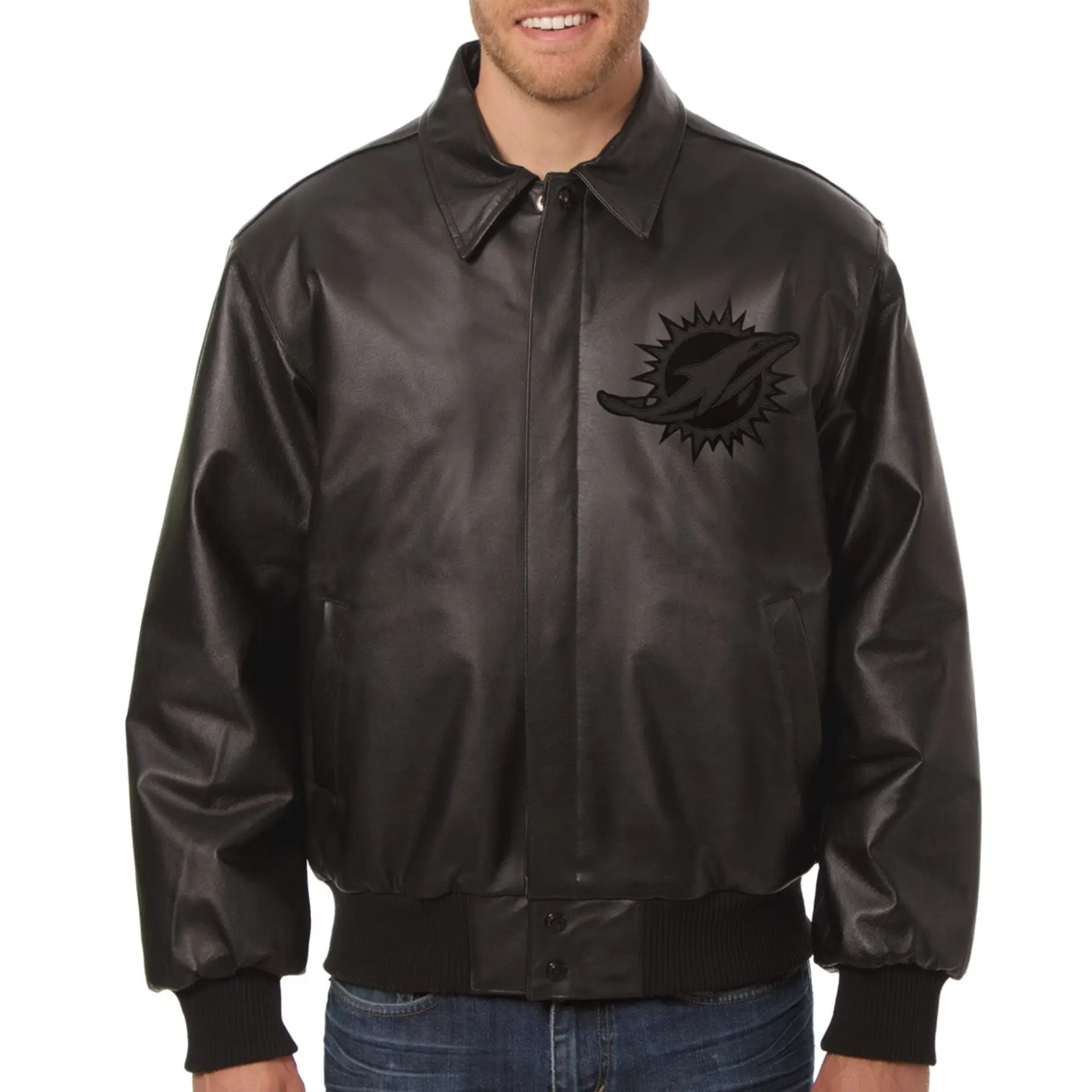 Miami Dolphins Tonal Leather Jacket