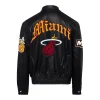Miami Heat Old English Leather Jacket