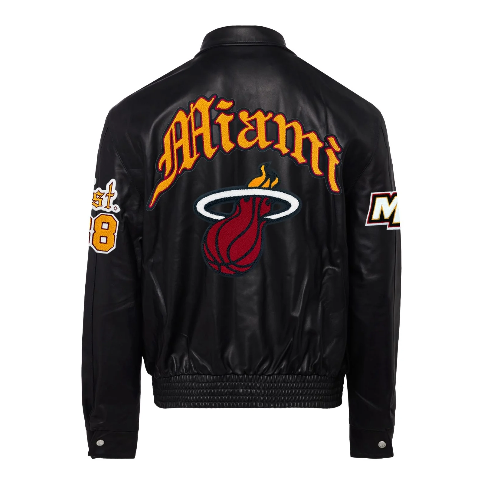 Miami Heat Old English Leather Jacket