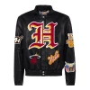 Miami Heat Old English Leather Jacket