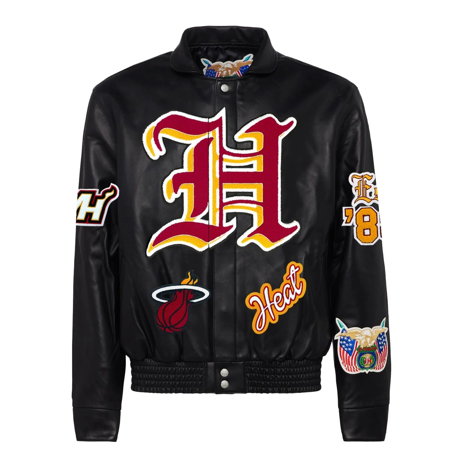Miami Heat Old English Leather Jacket
