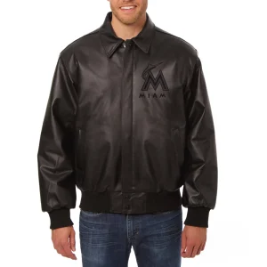 Miami Marlins Tonal Leather Jacket