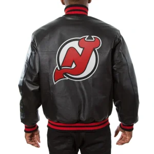 Alternative view of New Jersey Devils Black Leather Varsity Jacket