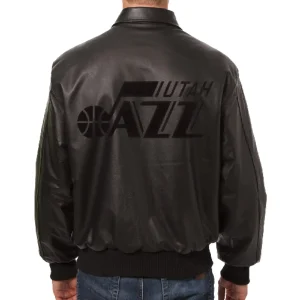 Utah Jazz Bomber Tonal Leather Jacket