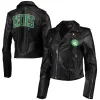 boston celtics biker full-zip leather jacket