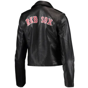 Alternative view of Women’s Boston Red Sox Moto Black Leather Jacket