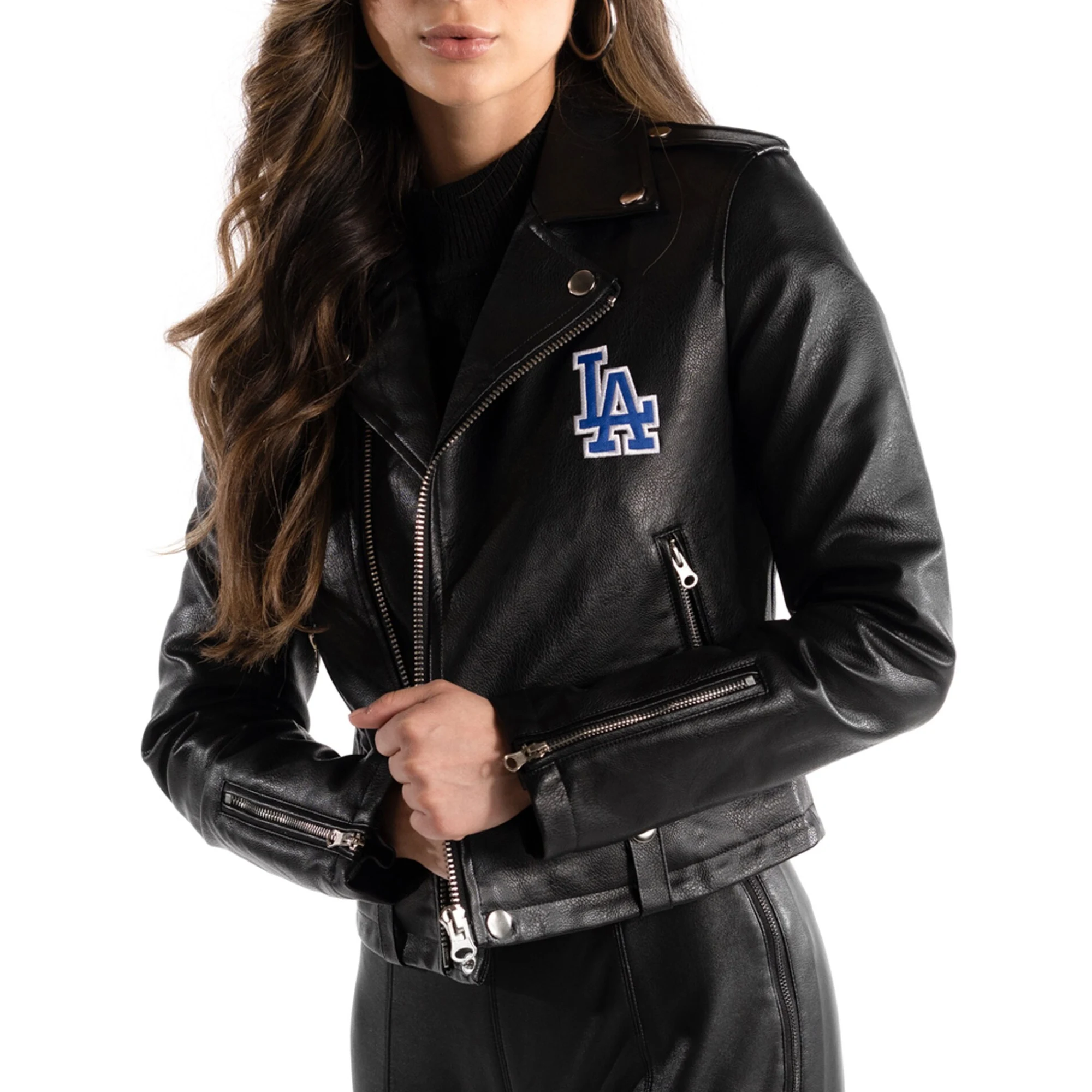 los angeles dodgers women's biker jacket