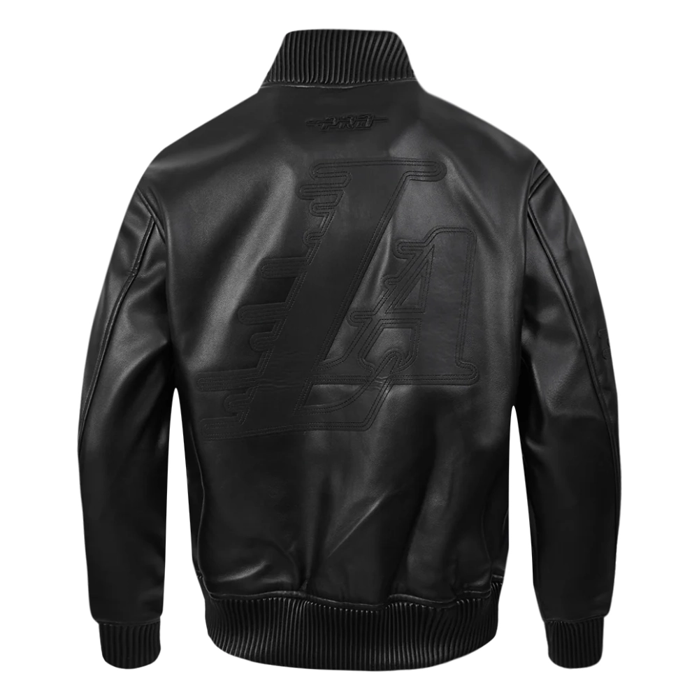 Los Angeles Lakers Washed Vanguard Leather Varsity Jacket - Image 4