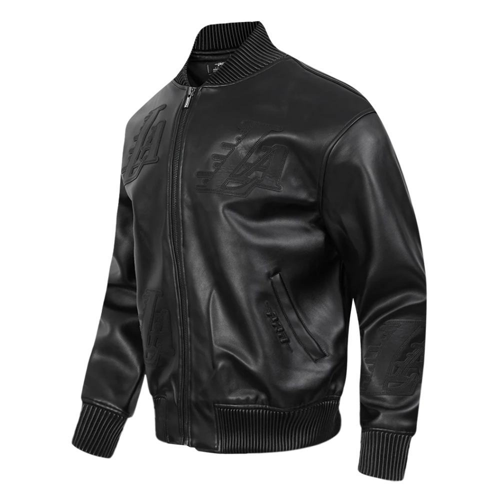 Los Angeles Lakers Washed Vanguard Leather Varsity Jacket - Image 2