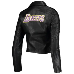 Alternative view of Women’s Los Angeles Lakers Moto Black Leather Jacket