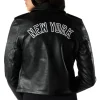 mlb new york yankees women's biker full-zip leather jacket