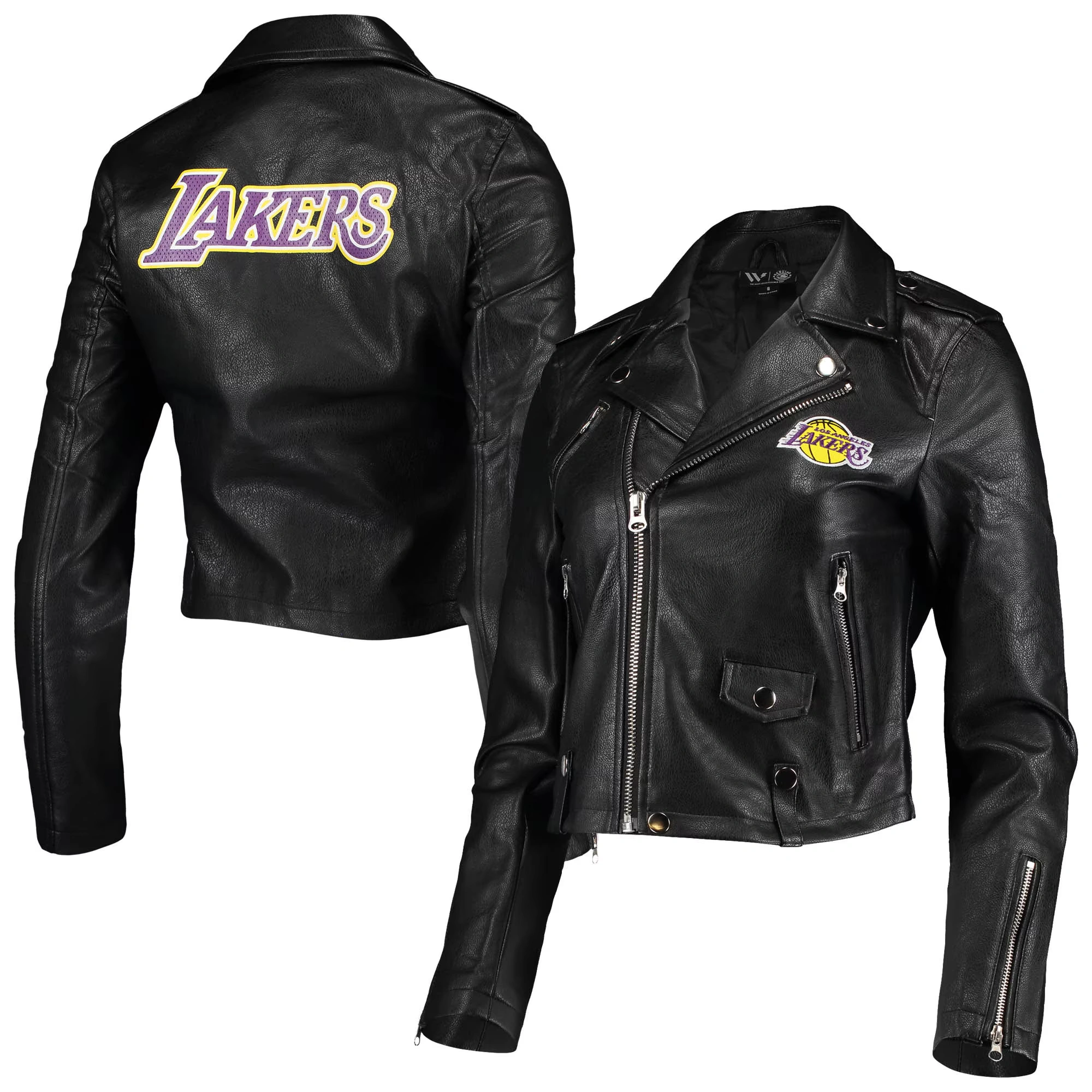 nba los angeles lakers women's biker jacket