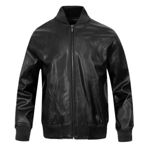 New York Yankees Washed Vanguard Leather Varsity Jacket