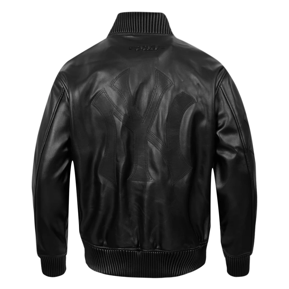 New York Yankees Washed Vanguard Leather Varsity Jacket - Image 4