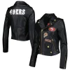 san francisco 49ers women's biker black jacket