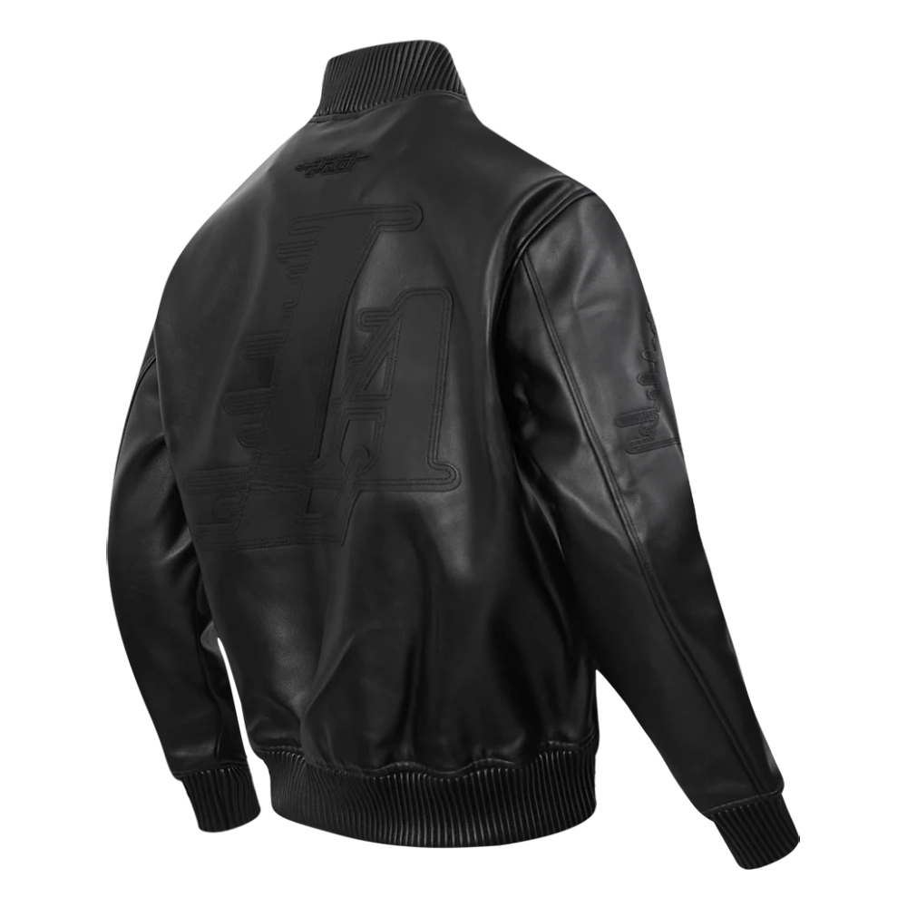 Los Angeles Lakers Washed Vanguard Leather Varsity Jacket - Image 3