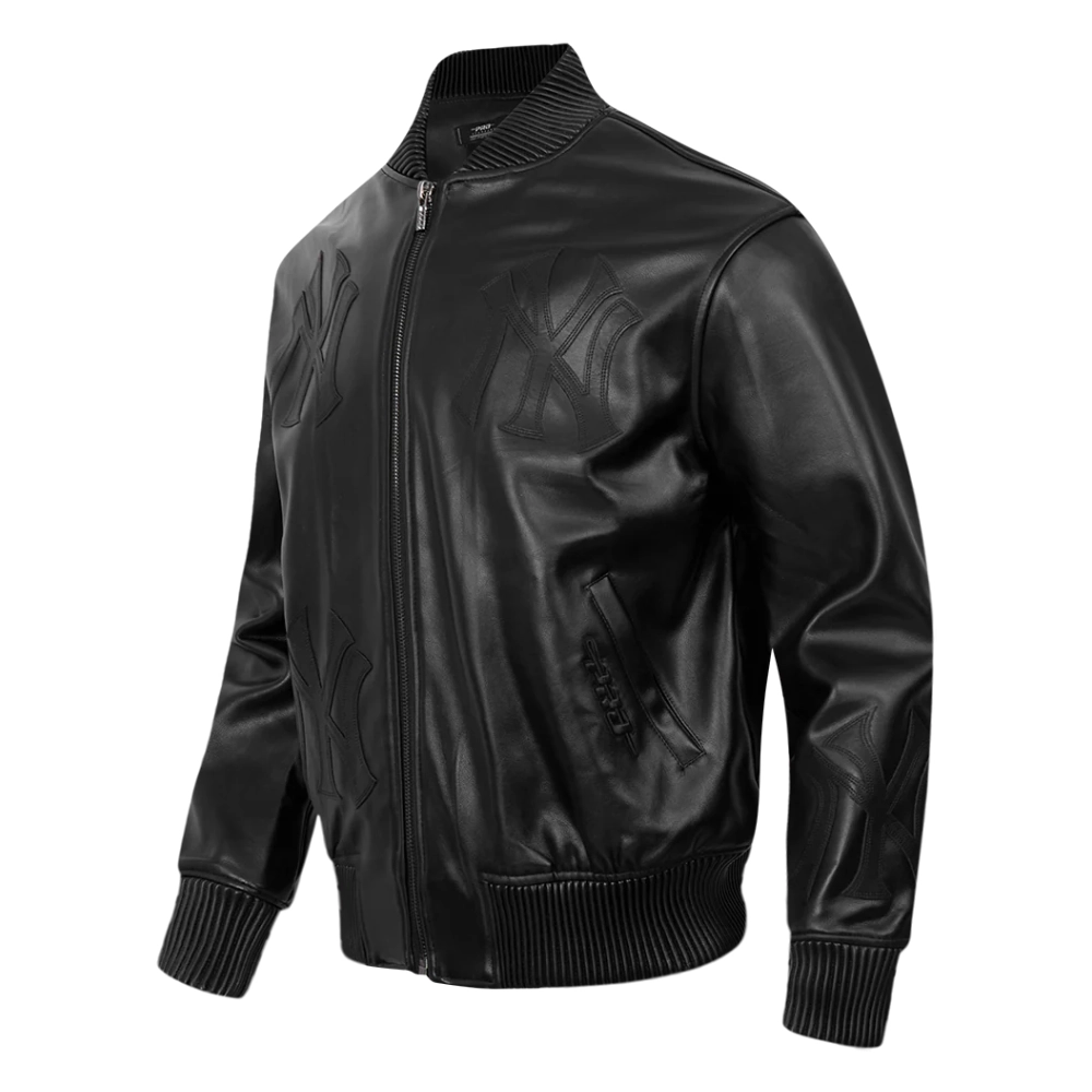 New York Yankees Washed Vanguard Leather Varsity Jacket - Image 3