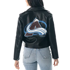 Alternative view of Women’s Colorado Avalanche Moto Full-Zip Black Leather Jacket