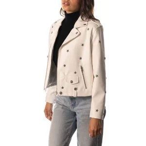 Alternative view of Women’s Dallas Cowboys Moto Full-Zip White Leather Jacket