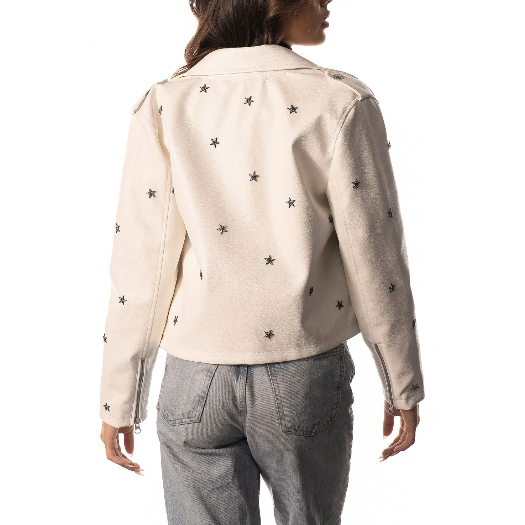 women’s dallas cowboys white leather jacket
