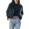 women’s denver nuggets leather jacket
