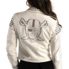 women’s las vegas raiders white leather jacket