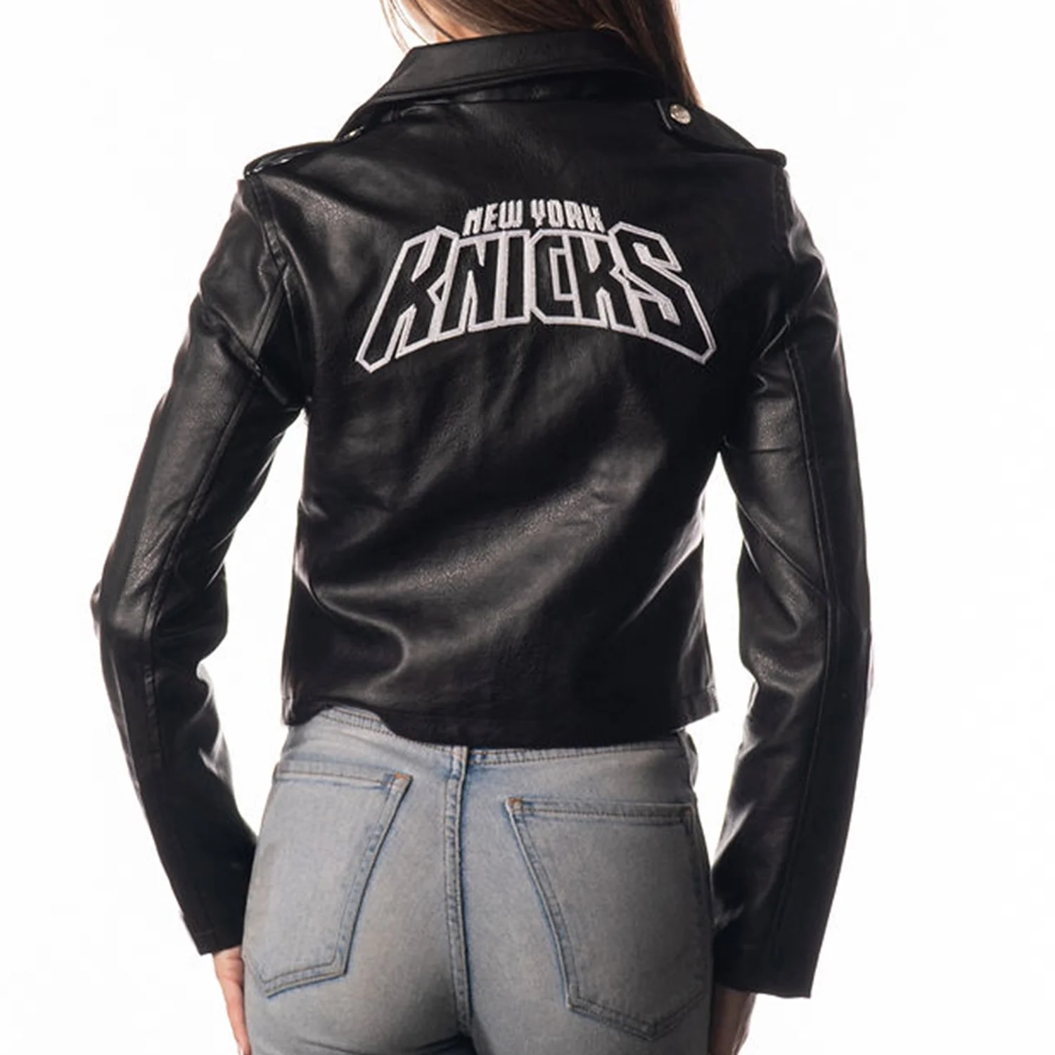 women’s new york knicks moto jacket