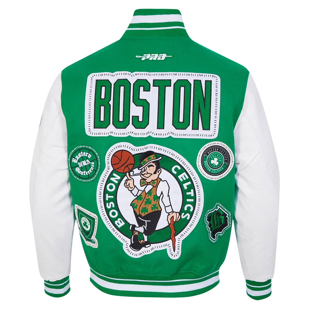 Boston Celtics Diy Pick Stitch Green Varsity Jacket - Image 4
