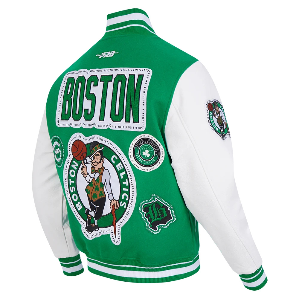 Boston Celtics Diy Pick Stitch Green Varsity Jacket - Image 3