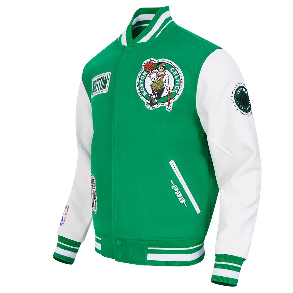 Boston Celtics Diy Pick Stitch Green Varsity Jacket - Image 2