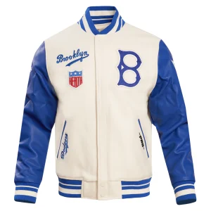 Brooklyn Dodgers Retro Classic Rib Wool & Leather Varsity Jacket