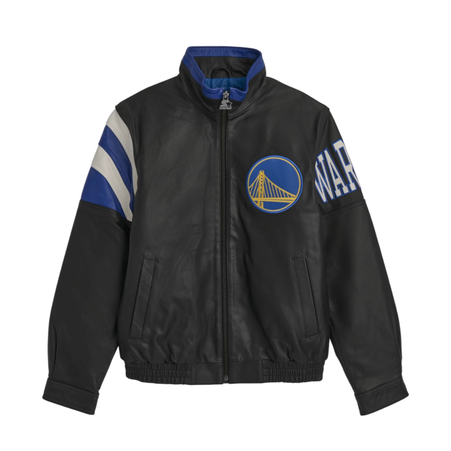 Men's Golden State Warriors Midfield Black Leather Jacket