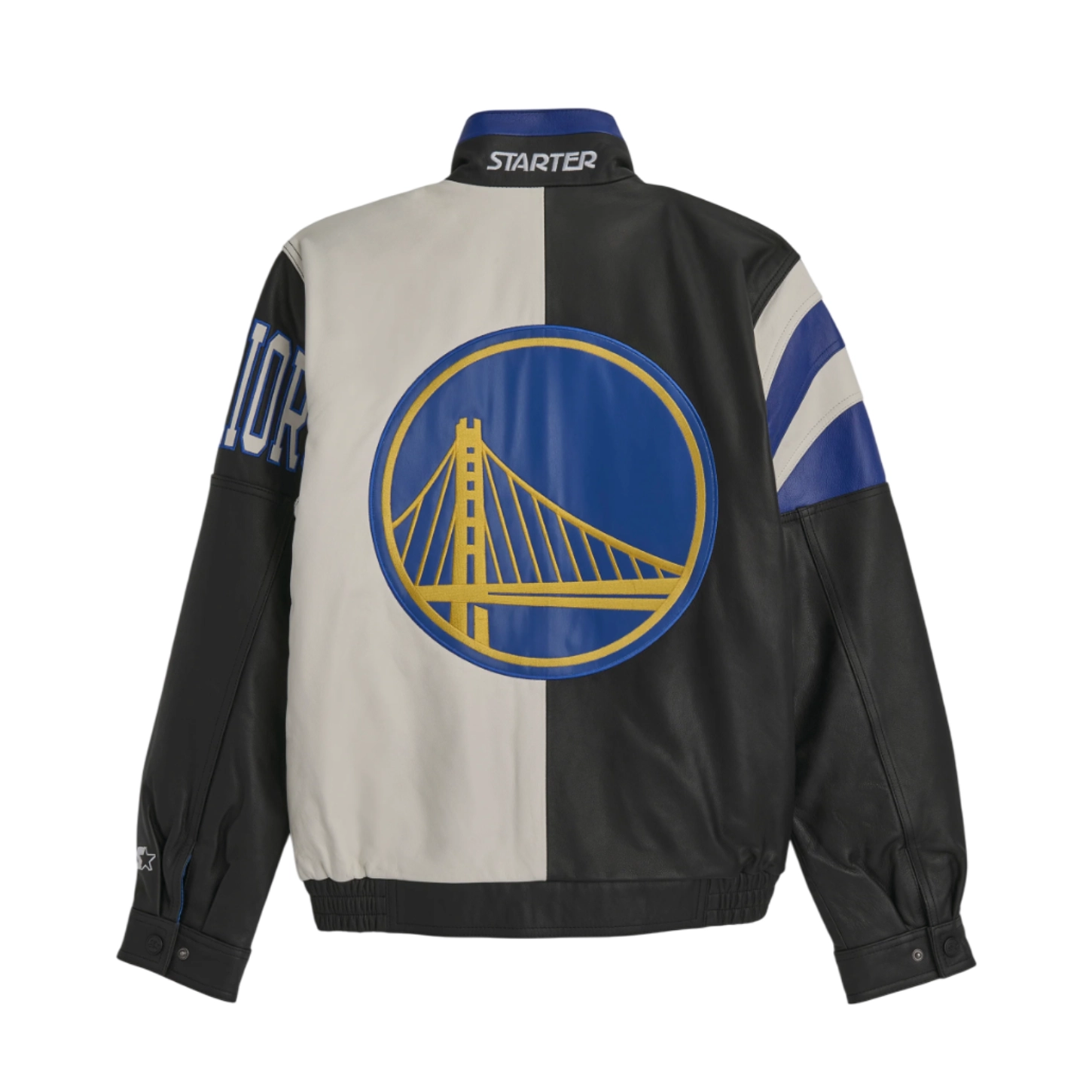 Men's Golden State Warriors Midfield Black Leather Jacket - Image 2