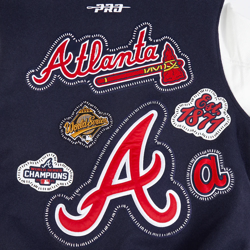 Atlanta Braves Diy Pick Stitch Navy Varsity Jacket - Image 6