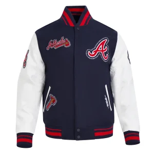 Atlanta Braves Diy Pick Stitch Navy Varsity Jacket