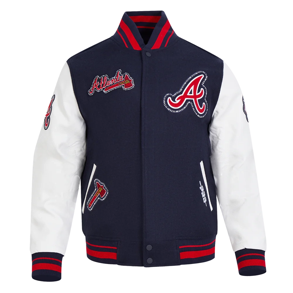 Atlanta Braves Diy Pick Stitch Navy Varsity Jacket