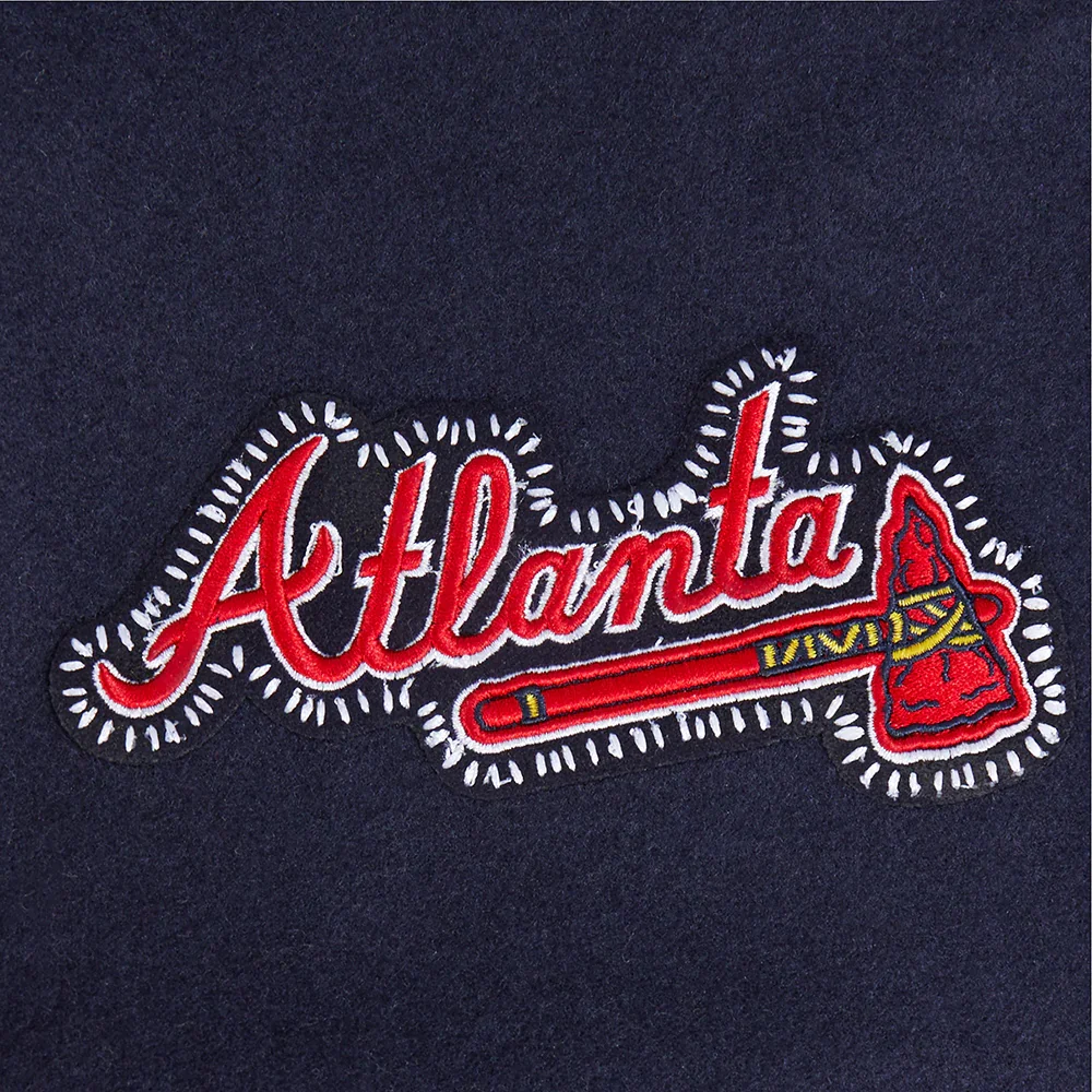 Atlanta Braves Diy Pick Stitch Navy Varsity Jacket - Image 7